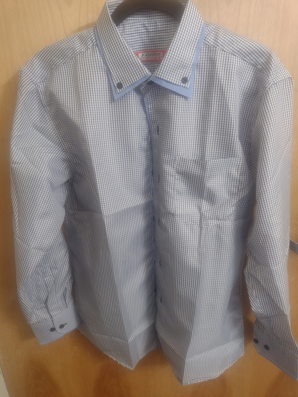 Bugatchi Men's Blue and Orange Windowpane Dress Shirt